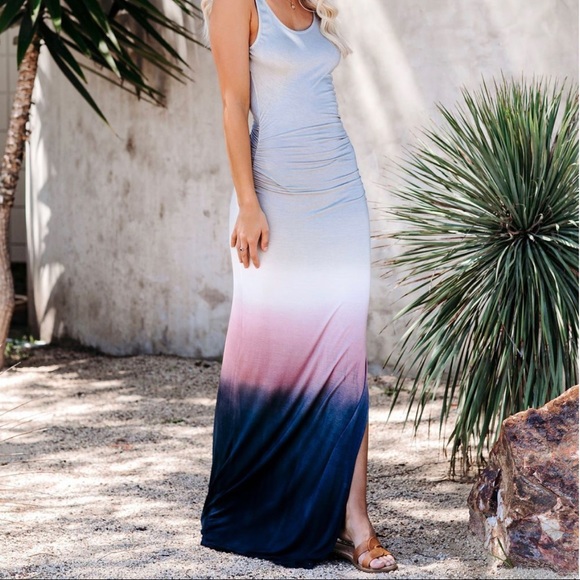 Vici Dresses & Skirts - BEACH SUNSET OMBRE RUCHED MAXI DRESS (M)